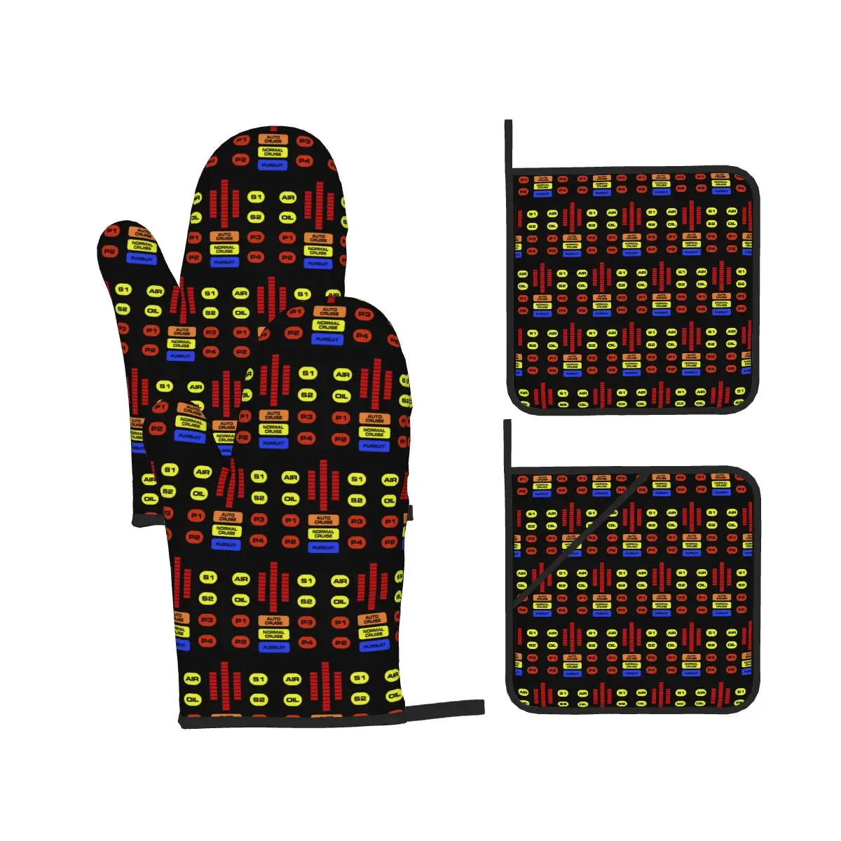 Kitt Voice Box Knight Rider Oven Mitts and Pot Holder Sets of 4 for Baking Kitchen Cooking Grilling Resistant Non-Slip Gloves
