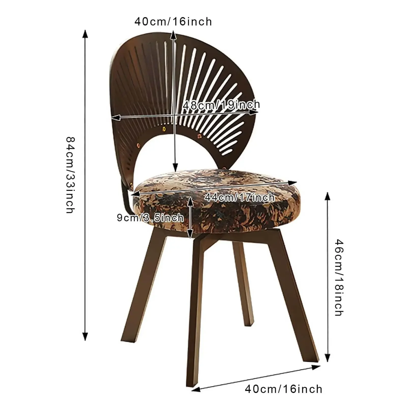 

m Mid Century Modern Swivel Dining Chair 360 Degree Fabric Accent Chair Carbon Steel Legs for Living Room Bedroom Office m