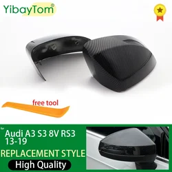 Carbon Fiber Look Silver Black Side Mirror Cap Covers for Audi A3 S3 8V RS3 Sline 2013 2014 2015 2016 2018 2017 2019 Replace