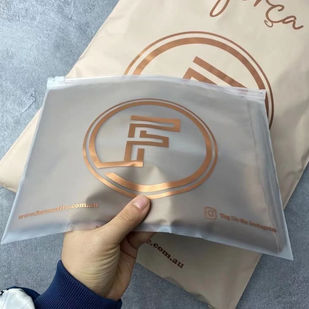 

Custom Matte/Frosted Biodegradable Plastic Packaging Zipper Bags, T Shirt Swimwear Zip Lock Clothing Bags With Logo