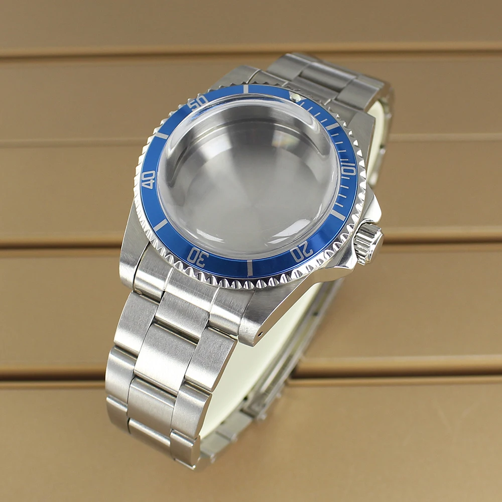 Prata 38mm caso vintage para nh35 nh36 nh34 nh70 movimento relógio caso cinta peças de reparo cúpula vidro acrílico moldura unidirecional