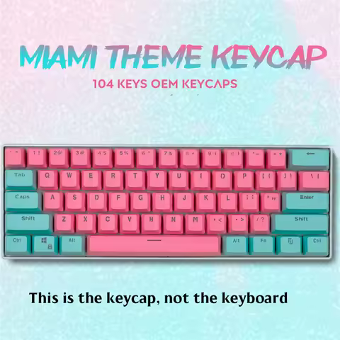 Miami Theme PBT Keycap Backlit RGB Gaming Mechanical Keyboard 61 87 104 Key Double Shot OEM Profile Custom Mixed Color Key Caps