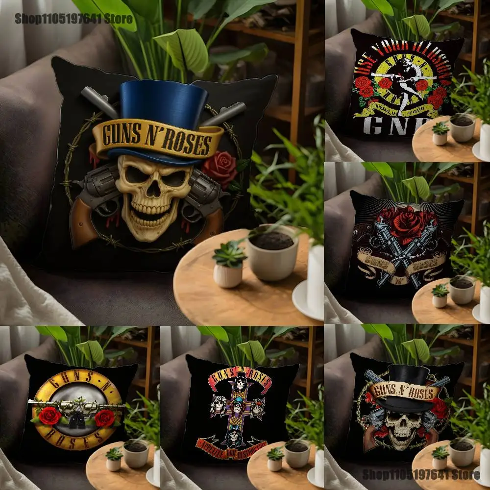 Band G-Guns N Roses Pillow Case For Sofa Decor Car Office Room Printing Cushion Cover Decorations and Protector
