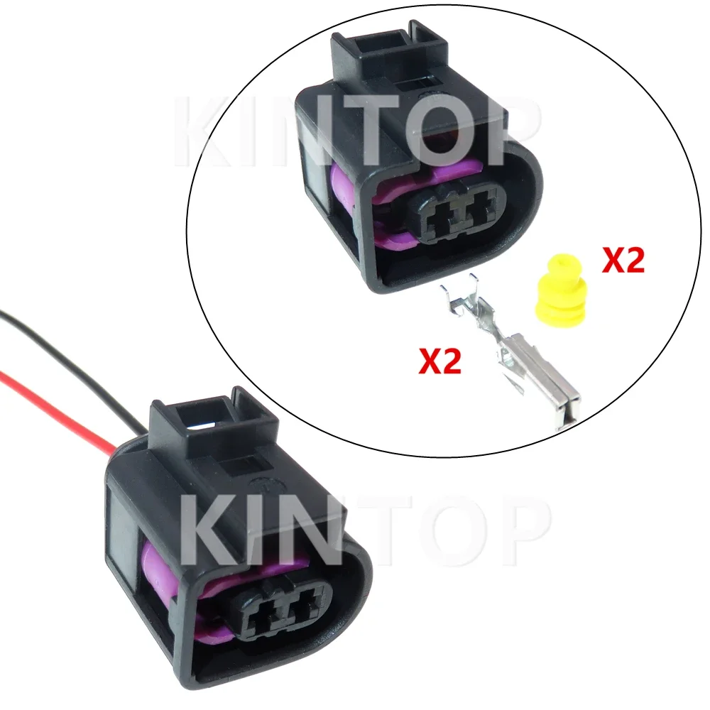 1 Set 2 Pins Car Waterproof Plug 4D0971992 Automobile High Pressure Oil Pump Electric Wire Cable Socket AC Assembly For Audi