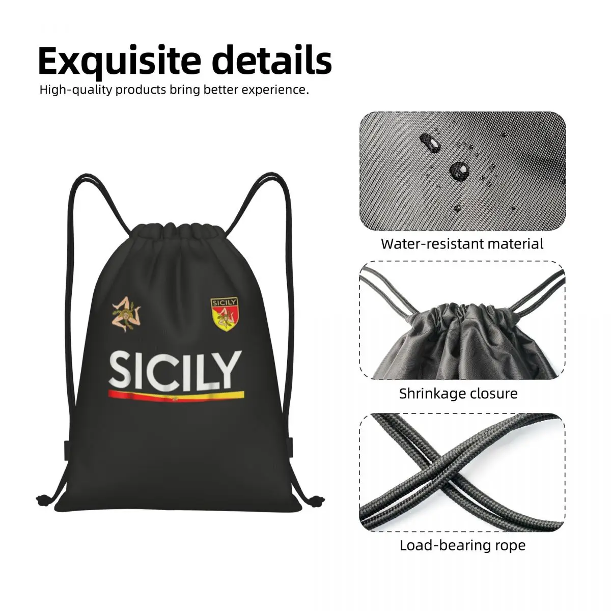 Sacos de cordão personalizados para homens, italiano Sports Gym Sackpack, italiano Yoga Backpack, Itália Futebol Jersey, Nápoles Futebol Nápoles