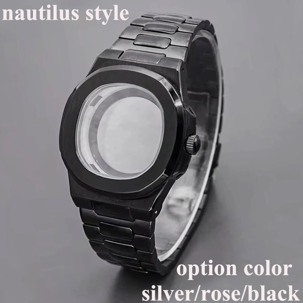 41 มม.นาฬิกากรณีแก้วคริสตัลแซฟไฟร์ nh35 กรณีนาฬิกาสําหรับ Nautilus กรณี NH35 การเคลื่อนไหวกันน้ํา