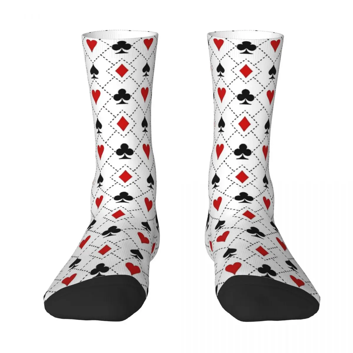 Autumn Winter Harajuku Unisex Playing Cards Suit Symbols Pattern Socks Poker Heart Diamond Spade Club Breathable Yoga Socks