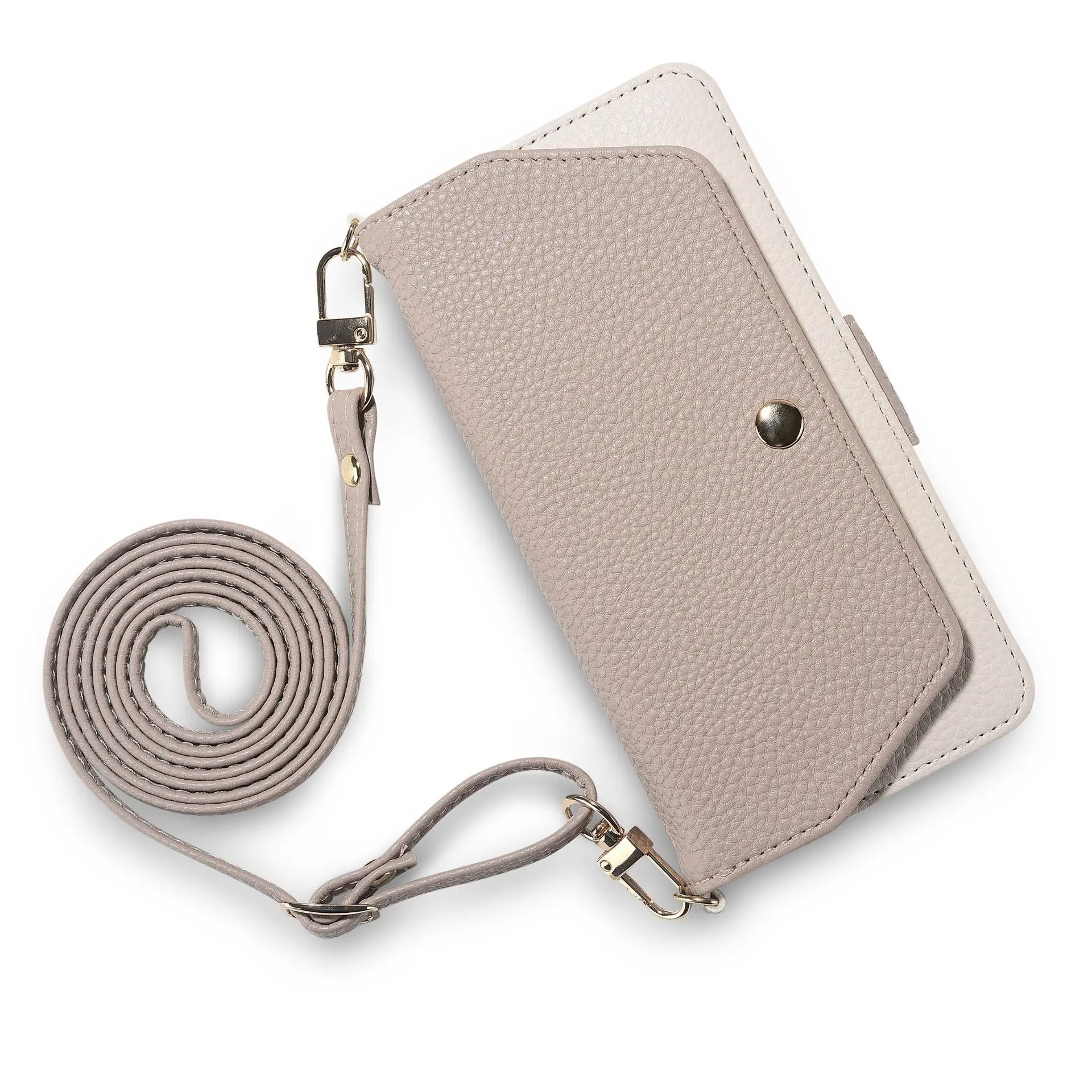 Japan Luxe Crossbody Lange Band Kaartsleuf Flip Portemonnee Lychee Lederen Case Cover voor Iphone 16 15 14 13 12 Mini 11 Pro Max Plus
