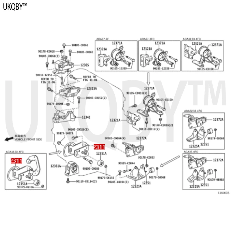 

Engine front suspension bracket (for transverse engine) 123110H160 123110H170