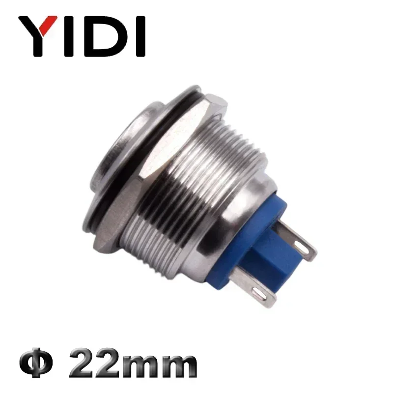 Customized 22mm Waterproof Metal Push Button Switch SPST ON-OFF Momentary Pushbutton Flat/Round/High Head 2 Screw Solder Pins