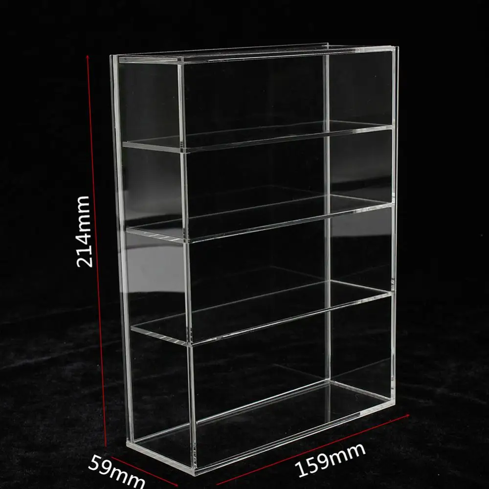 Four Layers Acrylic Display Case Countertop Box Organizer Dustproof Action Figures Toy Perfume Bottle Storage Rack Showing Shelf