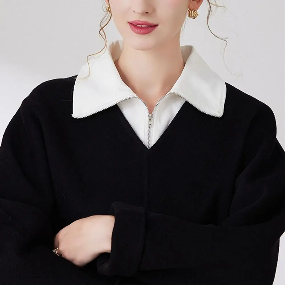 قميص قطني أنيق بياقة مزيفة كلاسيكي عتيق وإكسسوارات ملابس حريمي قابلة للفصل