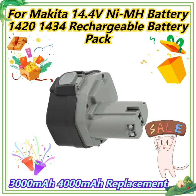

3000mAh 4000mAh Replacement For Makita 14.4V Ni-MH Battery 1420 1434 Rechargeable Battery Pack