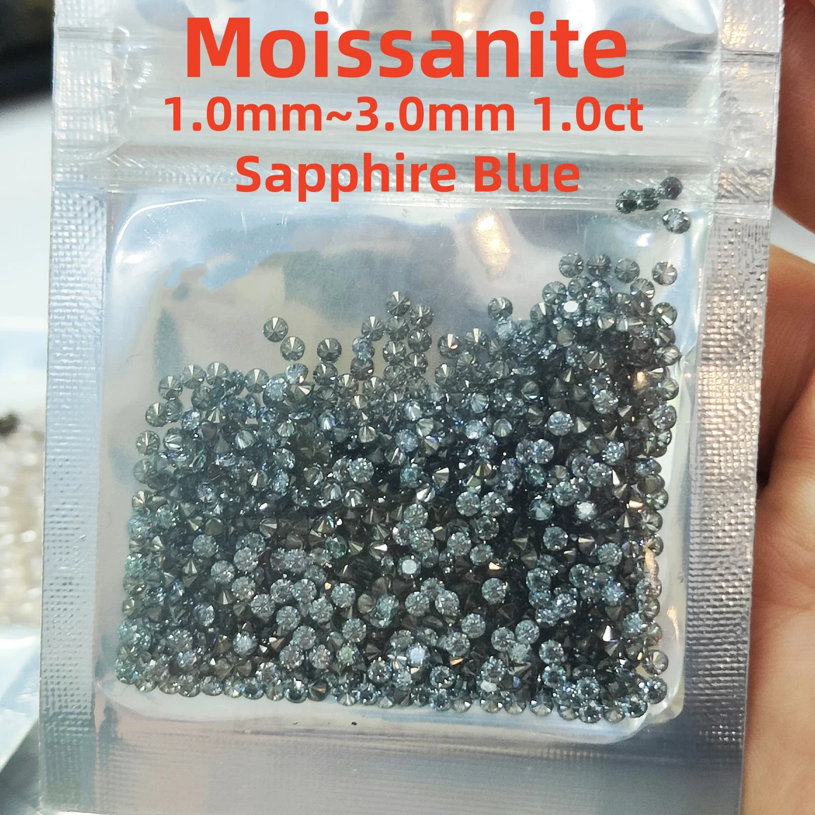 

Moissanite Stones sapphire blue Round Shape Small Sizes 1.0-3.0mm VVS1 Lab Diamonds Pass Diamond Tester for Diy Jewelry Making
