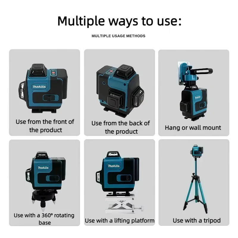 マキタ 高精度 ポータブル クロス 超強力 グリーンビーム 16ライン レーザーレベル グリーンライン 360 °   垂直自動水平調整