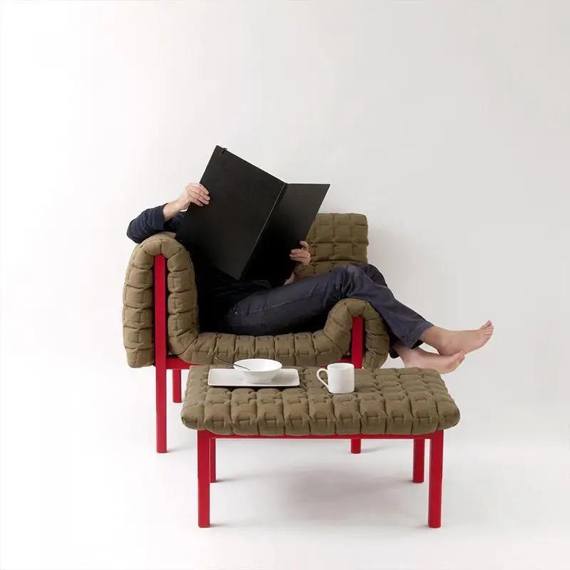 

Nordic living room single fabric sofa
