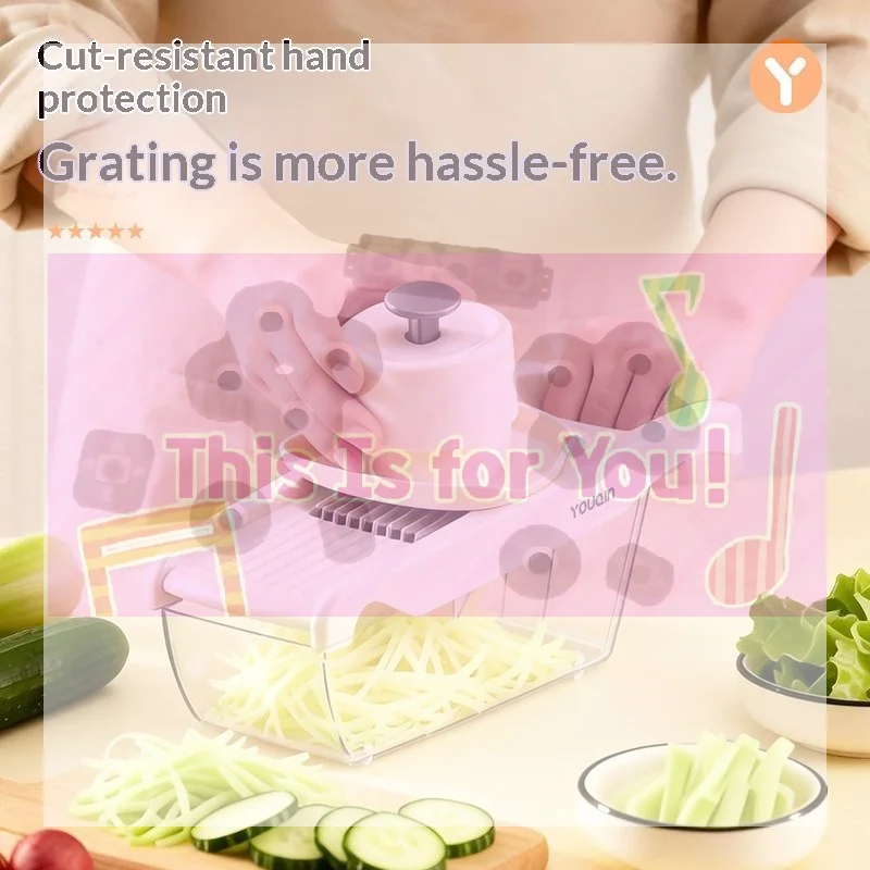 【MA】Vegetable Slicer With Anti Cut Hand Guard Multiple Blades And Storage Box For Home Kitchen Daily Cooking
