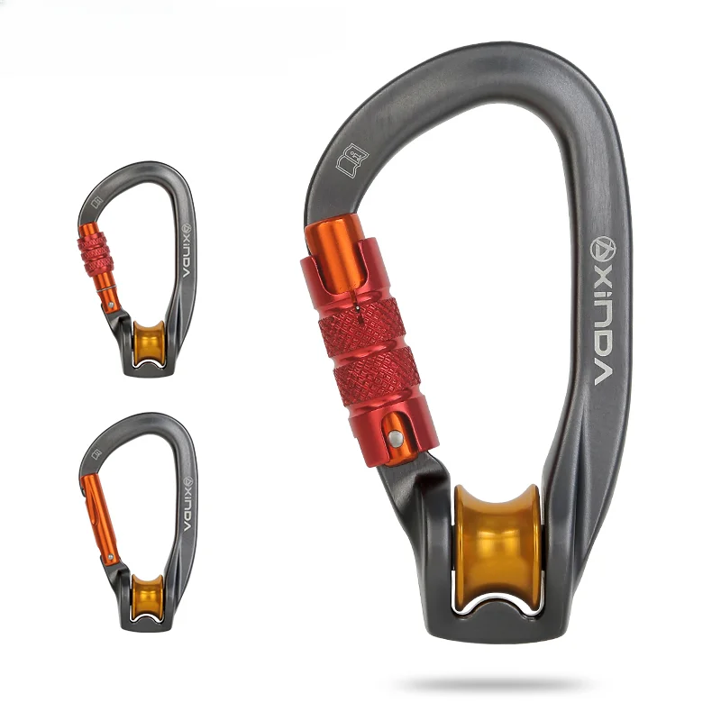 Pulley-Carabiner Screw Gate Twist Locking for Climbing Working at Height