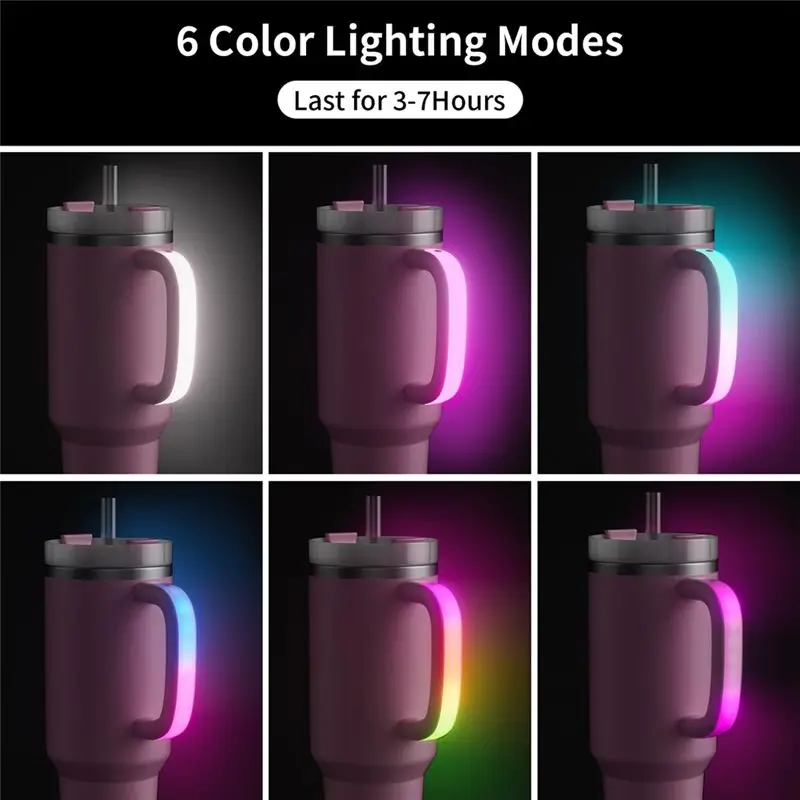 ABMI-6 Colors LED Light-Up Tumbler Handle For 40Oz/30Oz, Comfortable Water Bottle Handle For Tumbler,