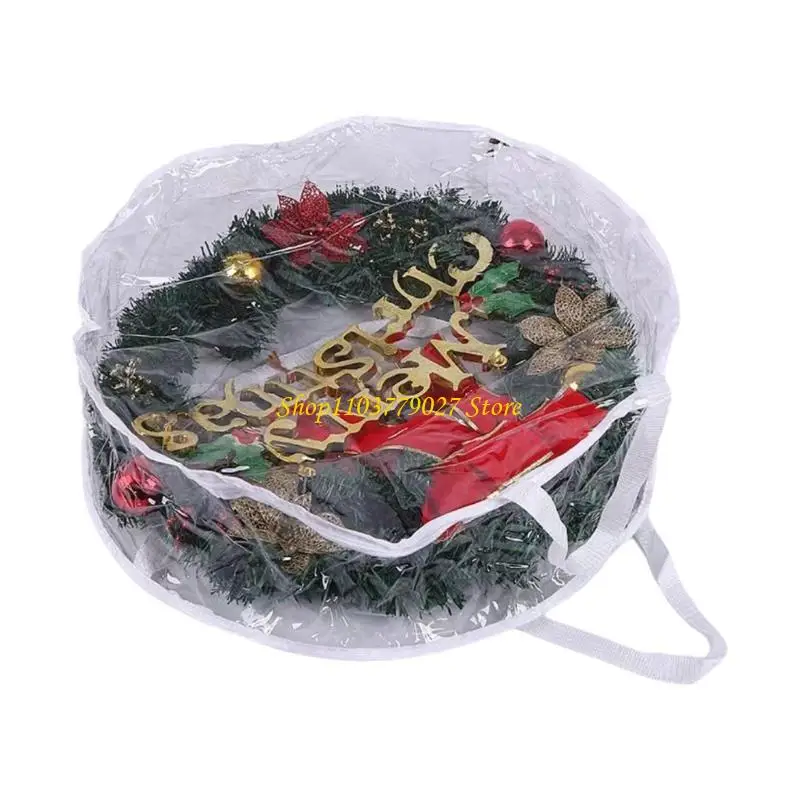 C4DF Christmas Wreath Storage Bag Clear PVC Garlands Container with Sturdy Handles view 2