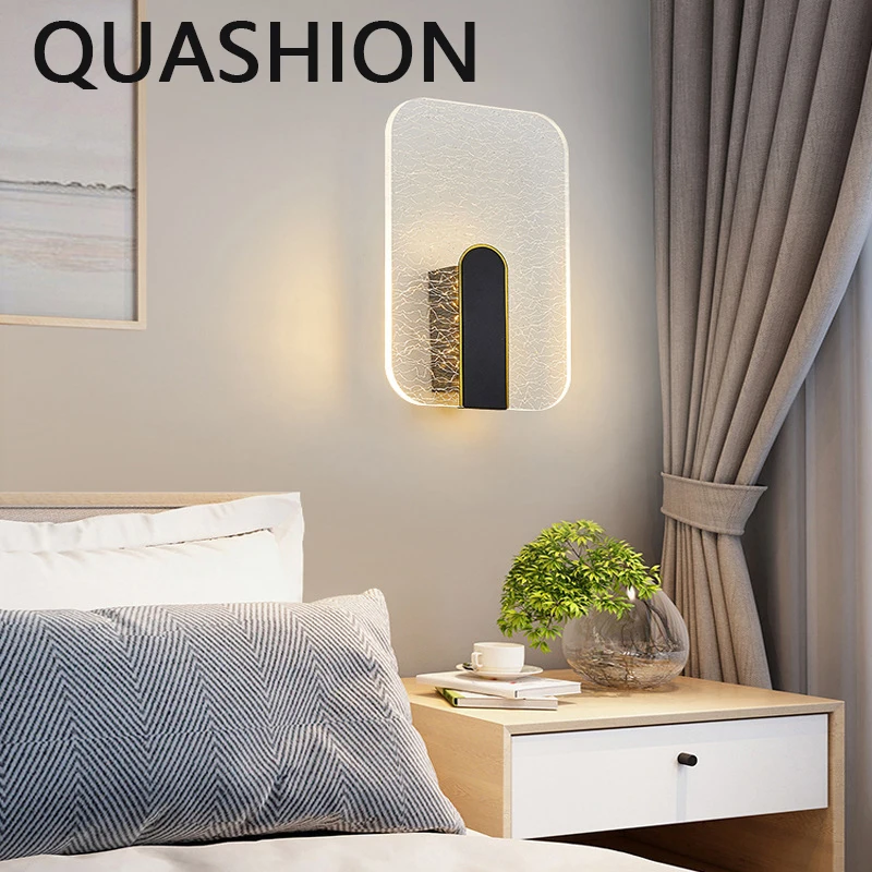 

QUASHION Luxury Wall Lamp Bedroom Indoor Acrylic Lampshade Home Decor Living Room Sconce Light LED Creative Crack Design Lustres