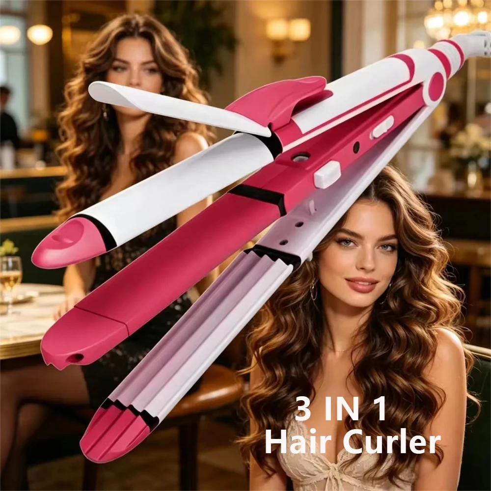 Multifunctional 3-in-1 Hair Styling Tool Straightener Curler Crimper Flat Iron Wave Maker Corn Hair Waver for Salon And Home Use