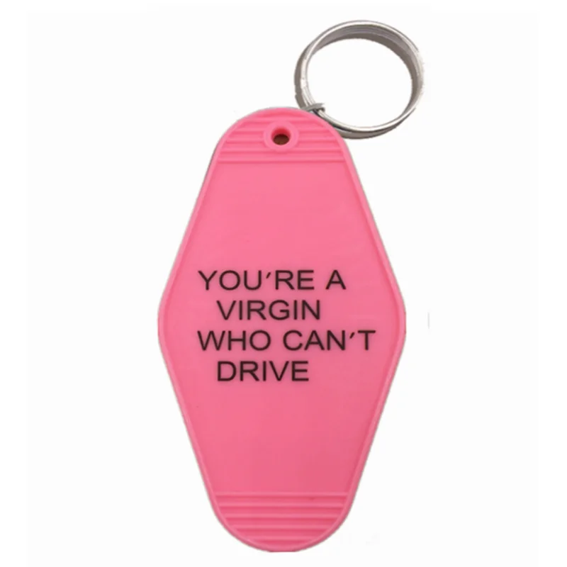 A VIRGIN WHO CAN\'T DRIVE Hotel Motel Cafe Room Film KeyChain Keyring Tag Key Chains TV Show Office Fans Funny Custom Logo