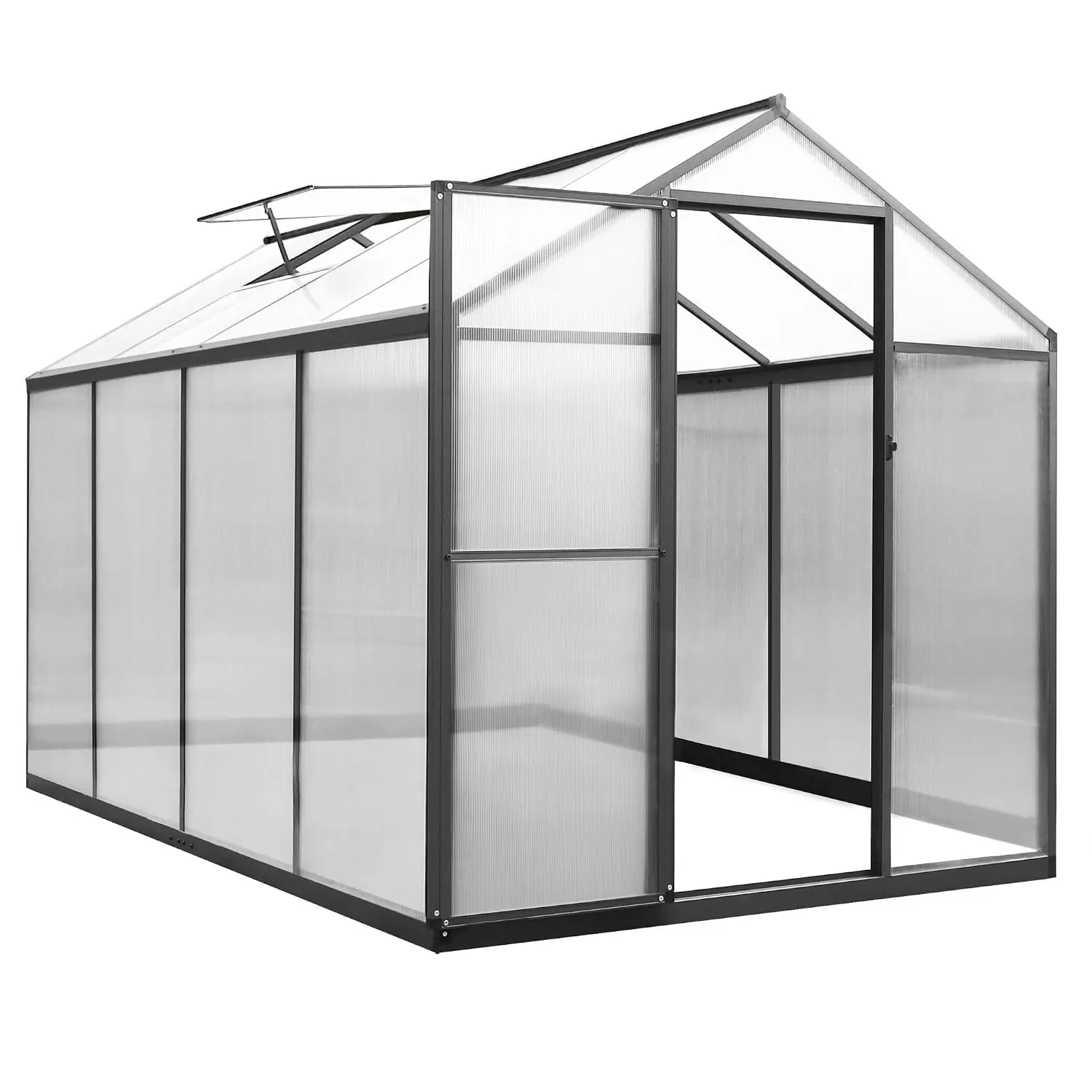 6x8 FT Walk-in Greenhouse Kit Polycarbonate Aluminum Frame with Door Adjustable Vent for Outdoor Garden Backyard, Customized