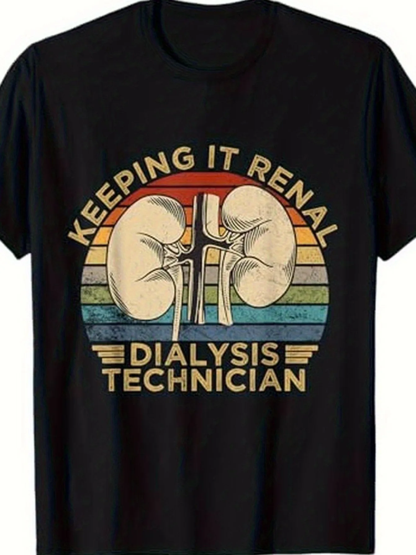 

Vintage Dialysis Technician Kidney Design Graphic T-Shirt 100% Cotton O-Neck Short Sleeve Summer Casual Mens T-shirt Streetwear
