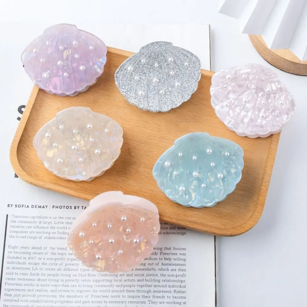 Pearl Shell Dazzling Color Series New PVC 6cm Cross-border Headwear Grab Clip Elegant Non-slip Jewelry Hairpin Accessories