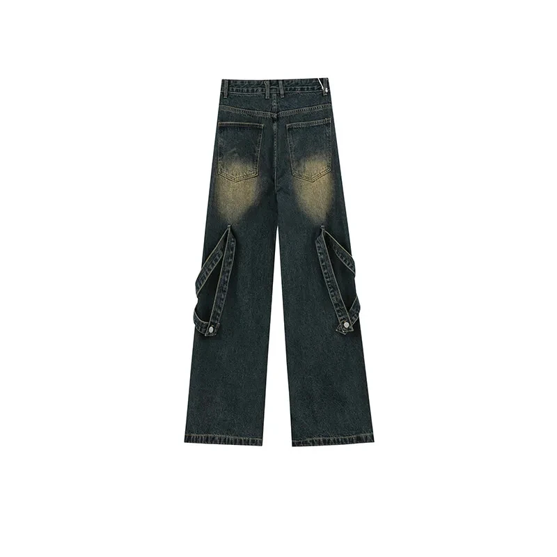 Imagem -03 - Gidyq-jeans Vintage Rasgado Feminino Calça de Perna Larga Cintura Alta Calça Jeans Reta Streetwear Casual Coreano Todos os Jogos Feminino