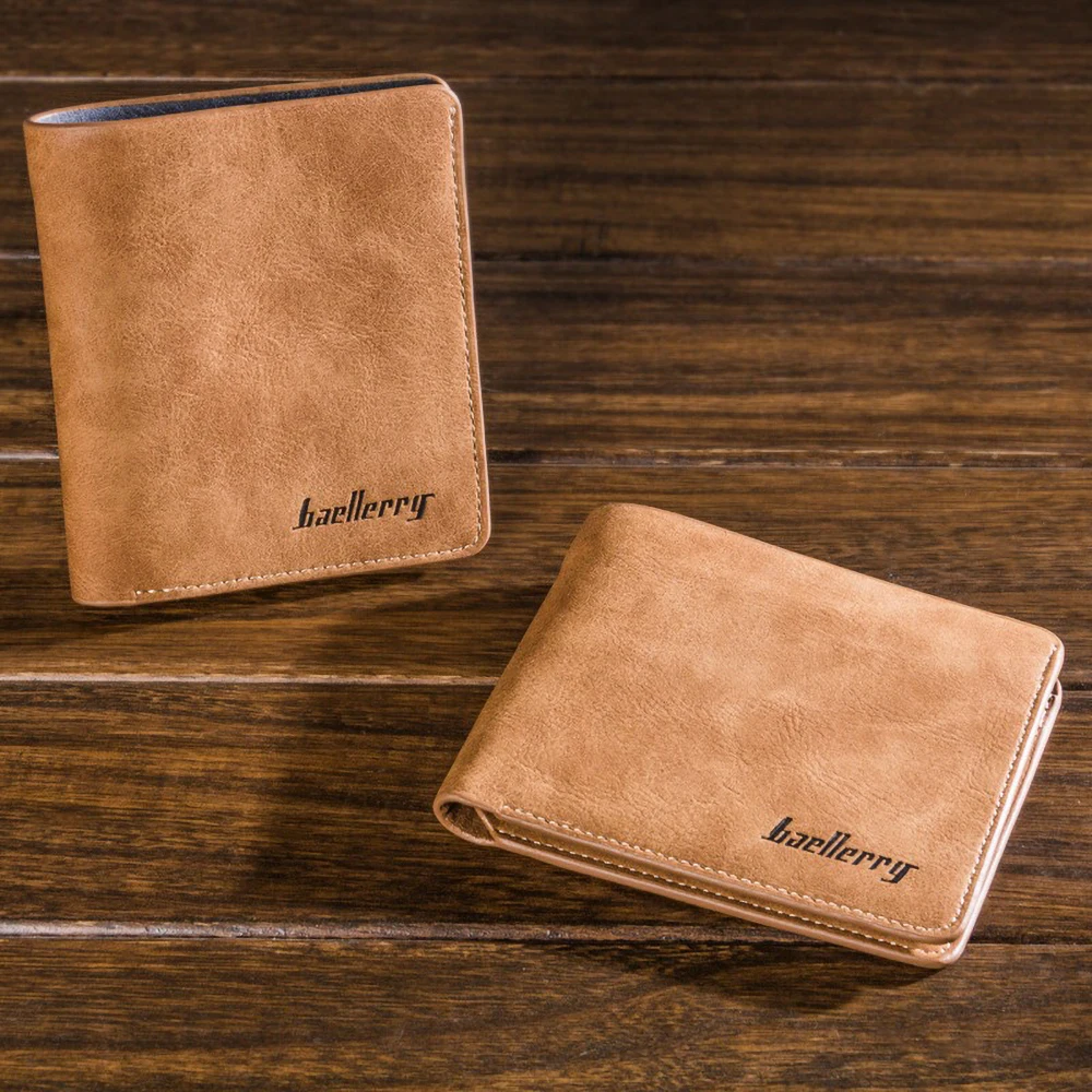 Slim Minimalist Men's Short PU Wallet Protection Engraved Leather Card Holder Travel image 2