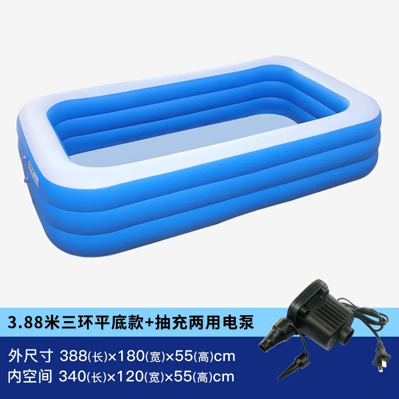 Large Rectangular Inflatable Swimming Pool Family Kids Adult Bathing Tub Portable With Electric Pump