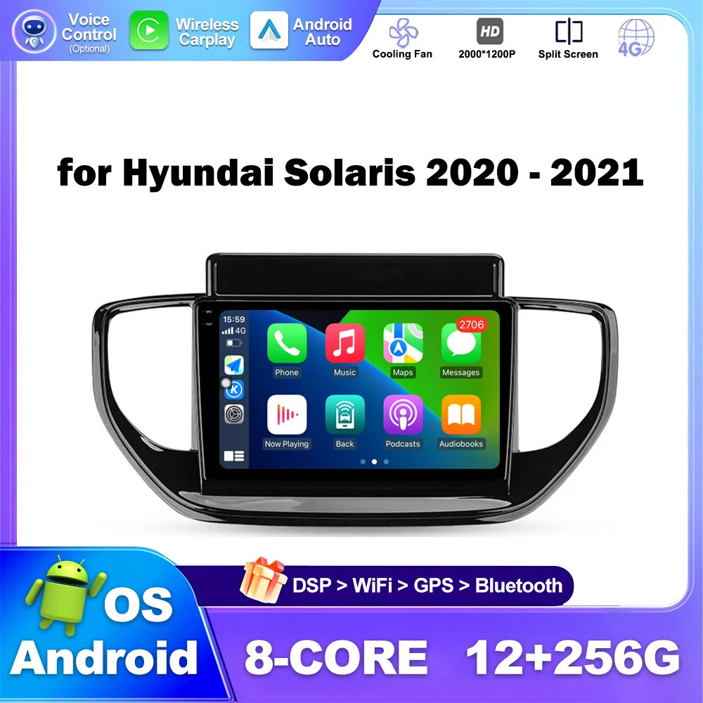 

9 inch Car Radio for Hyundai Solaris 2020 - 2021 Multimedia Video Player Navigation GPS No 2 Din 4G Head Unit DSP Stereo WiFi