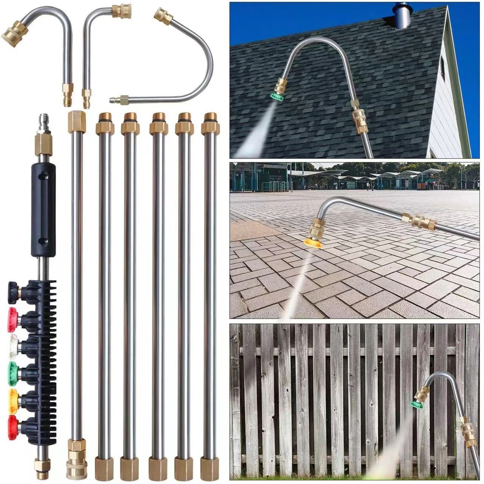 10 Pieces Pressure Washer Extension Wands Quick Connect Washer  for Cleaning Windows Walls Roofs