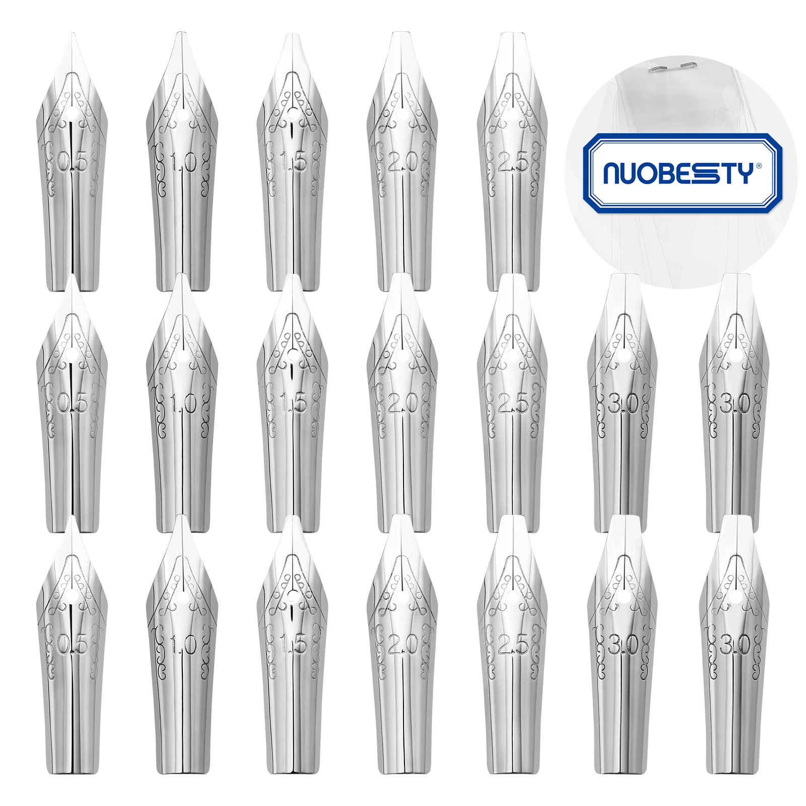 30 Pcs Replacement Pen Nibs Fountain Spare Blue Pens Universal Flexible for Writing Student Calligraphy