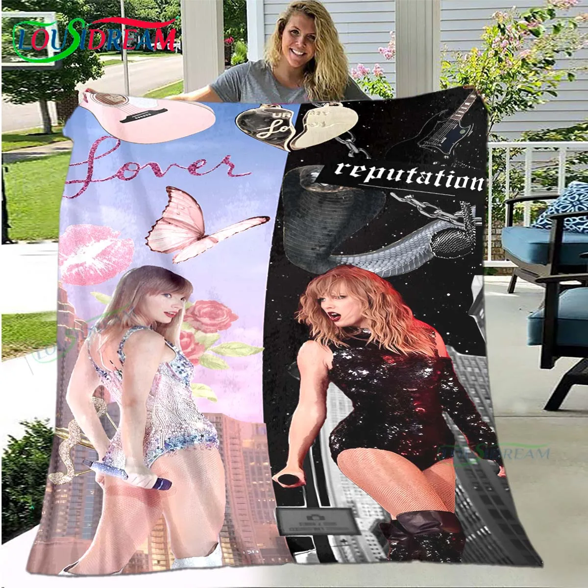 Hot Pop Female Diva Singer Pattern Blanket Flannel Thin Blanket Portable Home Travel Office Lunch Break Blanket Birthday Gift