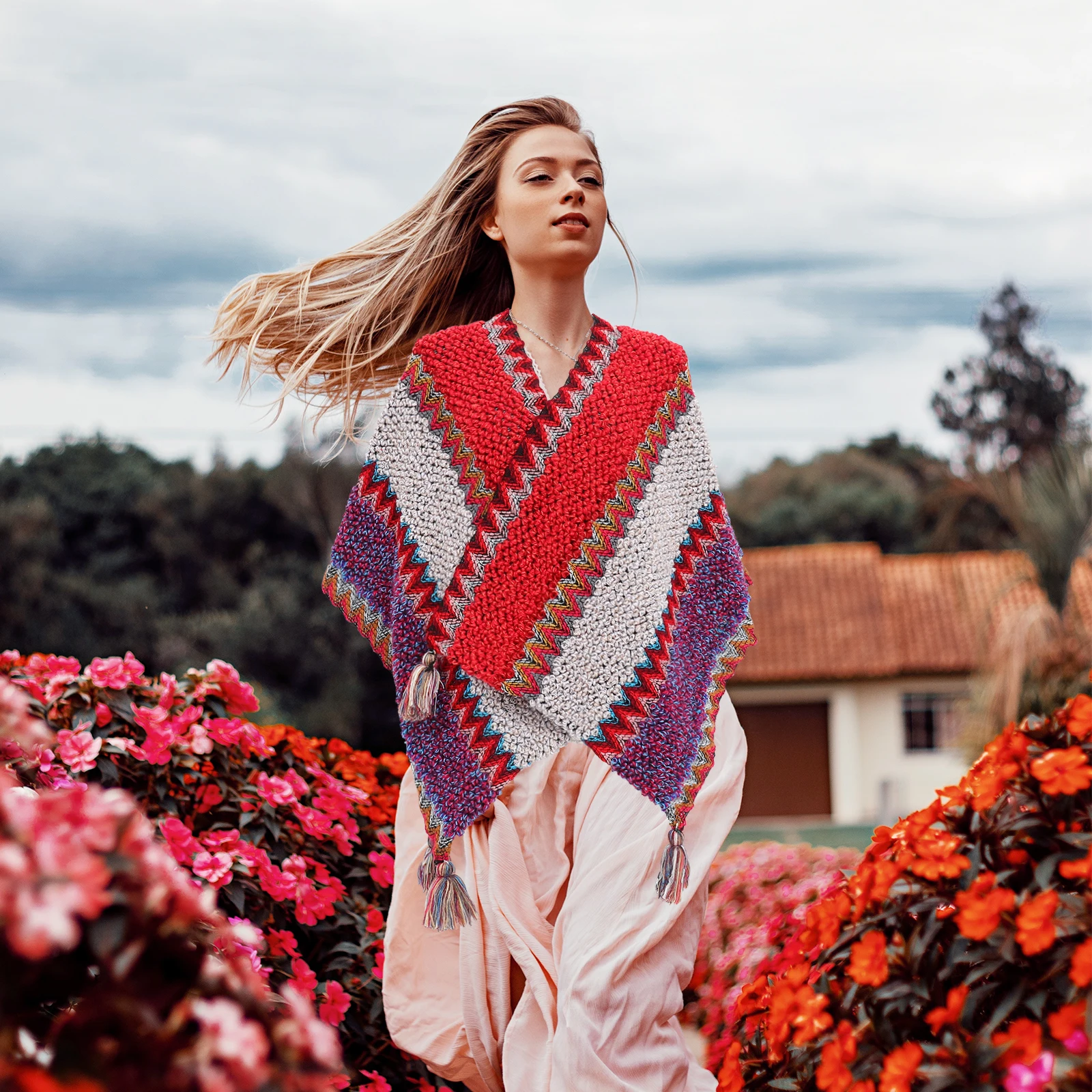 

s Warm Shawl Cape Ethnic Style Wraps Acrylic Cardigan Sweater Elegant Nationality Cloak Soft Durable Gifts Women Scarf Winter