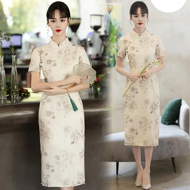 

Young High-End Temperament Improved Cheongsam New Chinese Style Summer Dress Qipao Plus Size 4XL 5XL