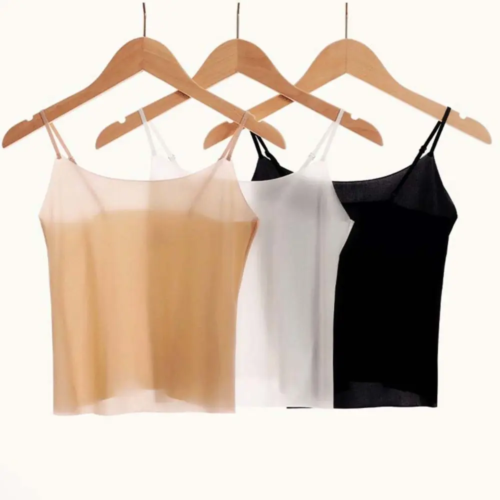 

Thin Ice Silk Traceless Sling Tank Top Bralette Crop Tops Strap Skinny Vest Tops Streetwear Slim Fit Sleeveless Camisole Women