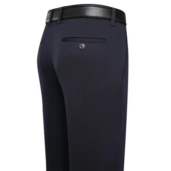 Men's Trousers Summer Thin Business Casual Pants Classic Solid Color Elastic Comfortable Loose Straight Brand Men's Wear 5