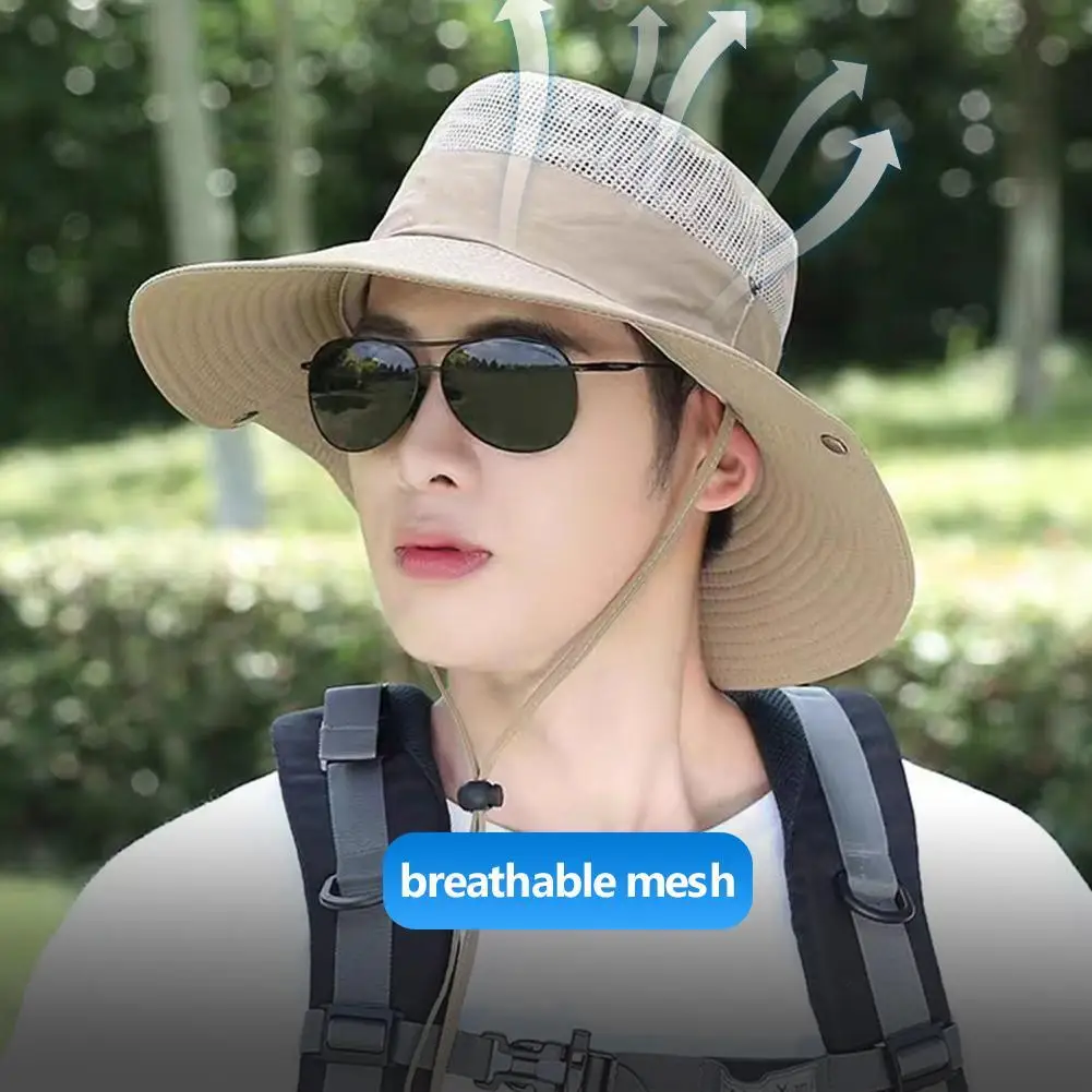 Breathable Fishmen Cap Outdoor UV Protection Sunshade Fisherman Hat Sunscreen Adjustable Large Eaves Foldable Hats