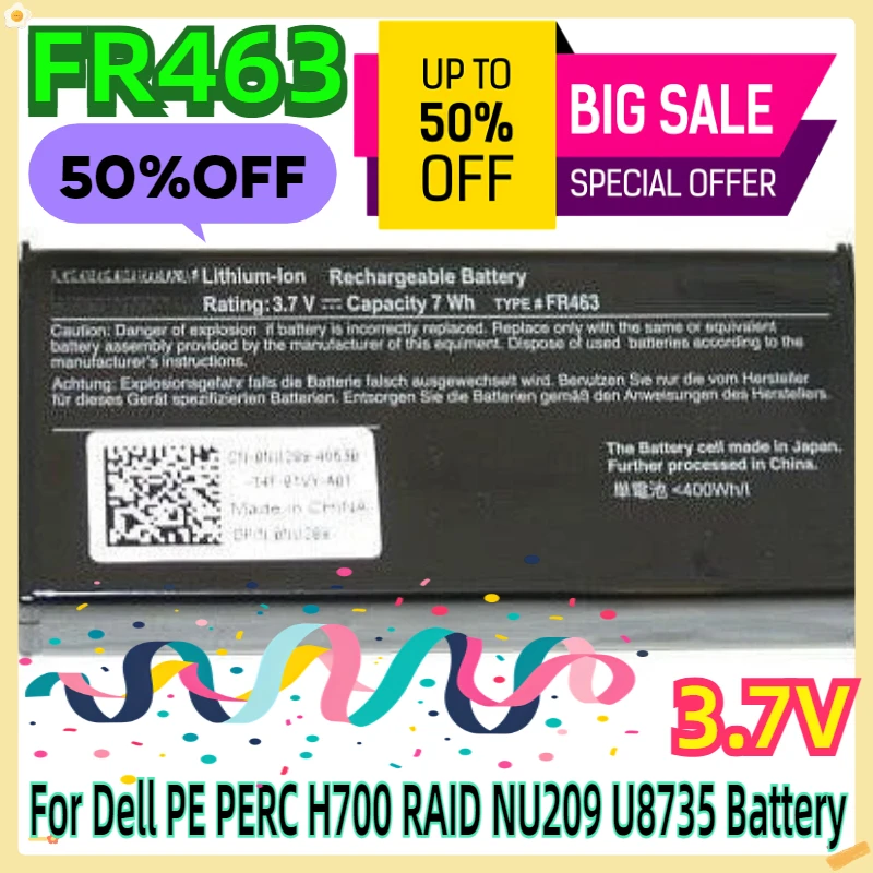 

For Dell PE PERC H700 3.7V RAID NU209 U8735 Battery