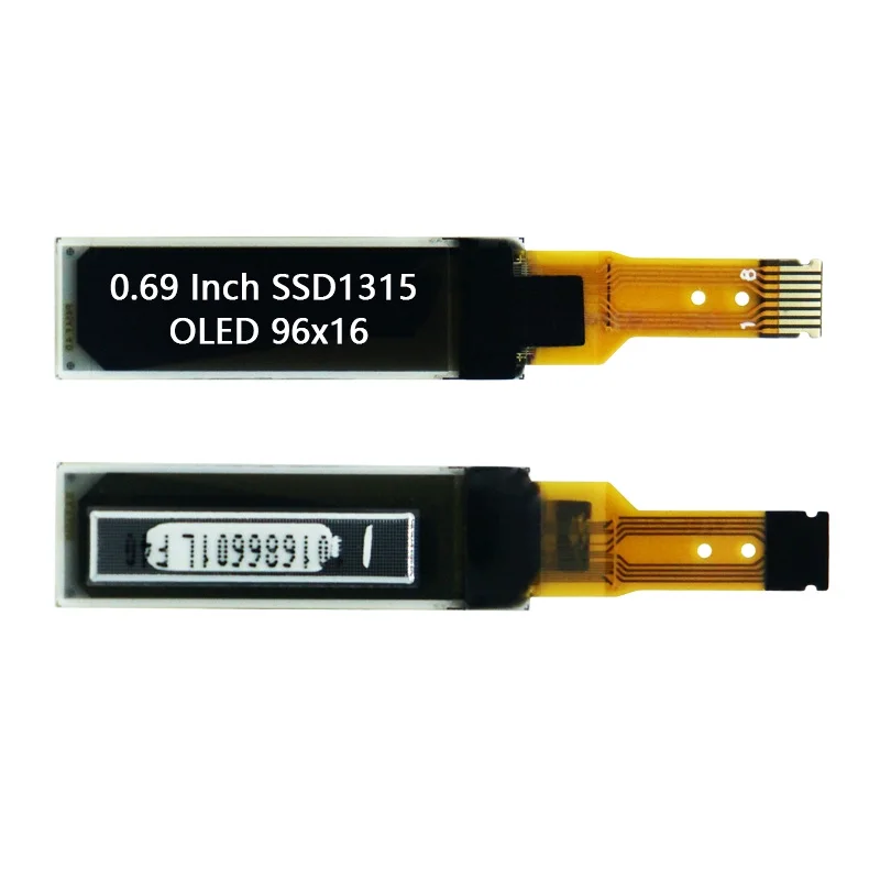 0.69 Inch SSD1315 OLED Display Module 96x16 White Monochrome Screen I2C Interface 8-Pin Header Small LCD Screen Module