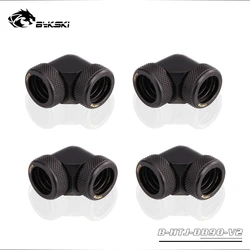 4pcs/lots BYKSKI 90 Degree Fitting Use for OD14mm Hard Tube To Hand Compression Copper Fitting Double OD14mm Interface