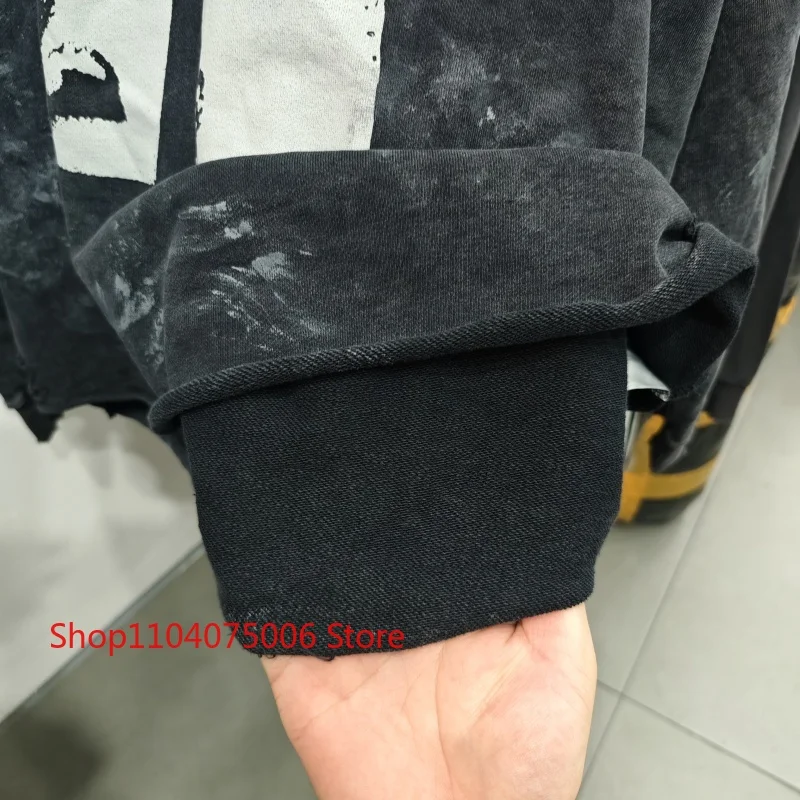 سانت القطن هوديي الرجال الرجعية المتعثرة مجردة طباعة جولة الرقبة الخريف الشتاء البلوز ملابس رياضية كاجوال