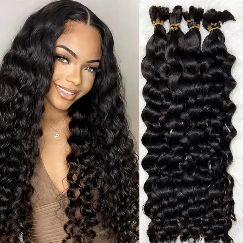 Boho Braids Knotless Deep Wave Human Hair for Braiding - Bulk Hair Extensions for Women