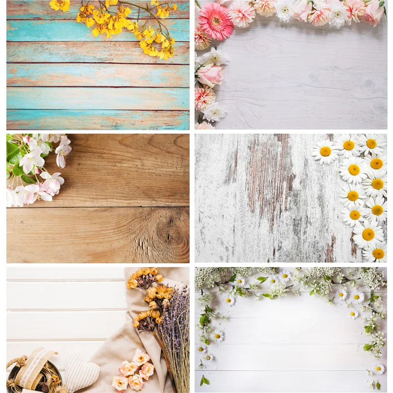 Vinyl Custom Photography Backdrops Props Flower Wood Planks Photo Studio Background CXSC -16