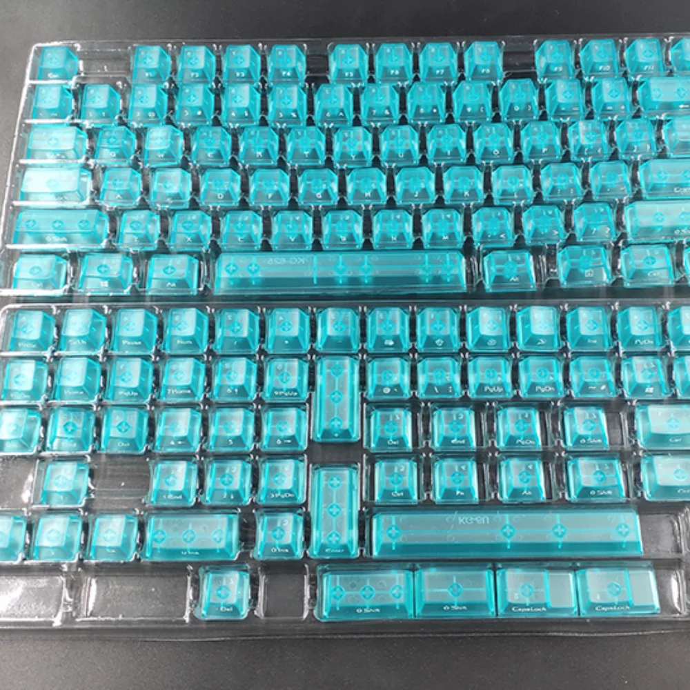 Silkscreen transparente cereja Keycaps, teclado mecânico, translúcido, Glacier Crystal, 139 chaves para 60, 80, 87, 98, 104, 108