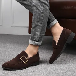 Luxury Classic Slip-On Male Shoes Walking Loafers Suede Leather Comfortable Mens Moccasins Casual Shoes Top Quality Nubuck Shoes